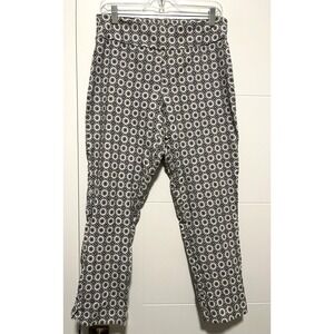 Zac & Rachel Rayon Blend Cropped Stretch Pants Black White 12 Comfort Waist